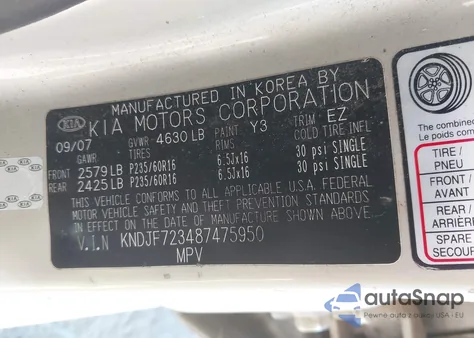 2008 Kia Sportage Lx V6 from USA, damaged, VIN KNDJF723487475950